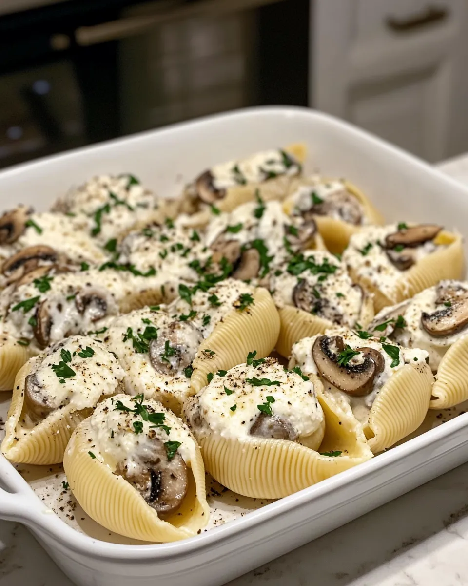 Ingredients for Indulge in Creamy Garlic Mushroom Stuffed Shells: A Comforting Pasta Delight
