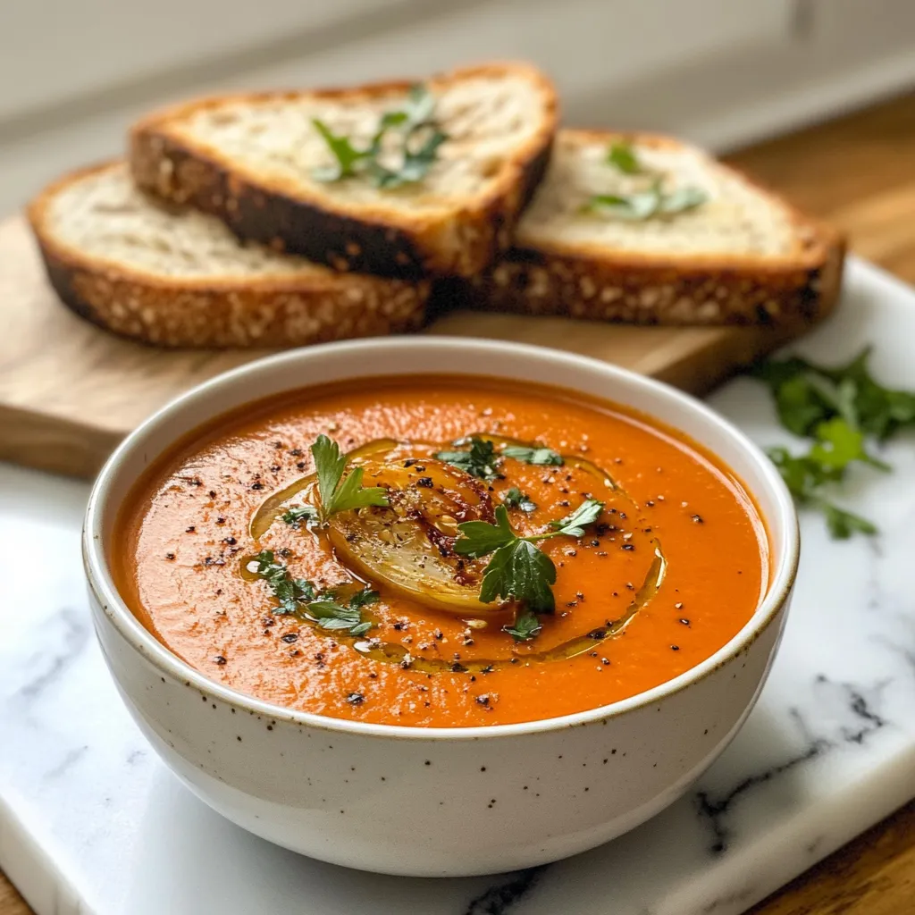 Photo of featured for Savor the Comfort: Irresistible Creamy Roasted Garlic Tomato Soup Recipe