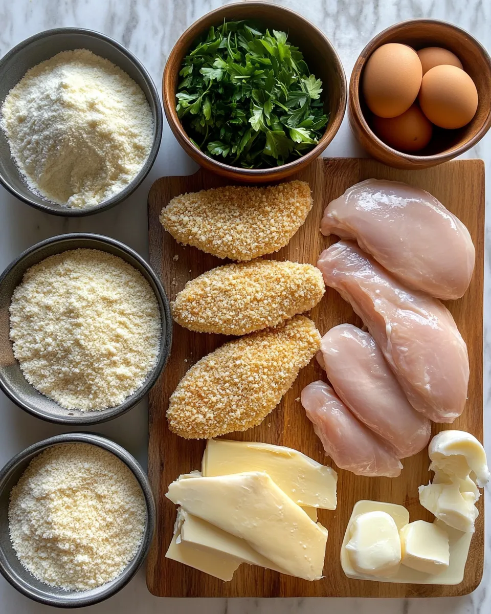 Ingredients for Irresistibly Crunchy Crispy Parmesan Chicken with Luscious Garlic Sauce