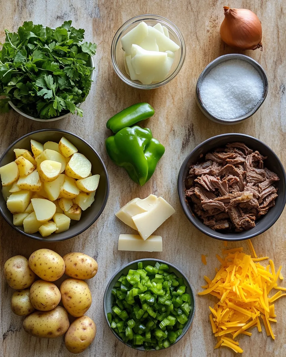 Ingredients for Savor the Flavor: Irresistible Crockpot Cheesesteak Potato Casserole Delight