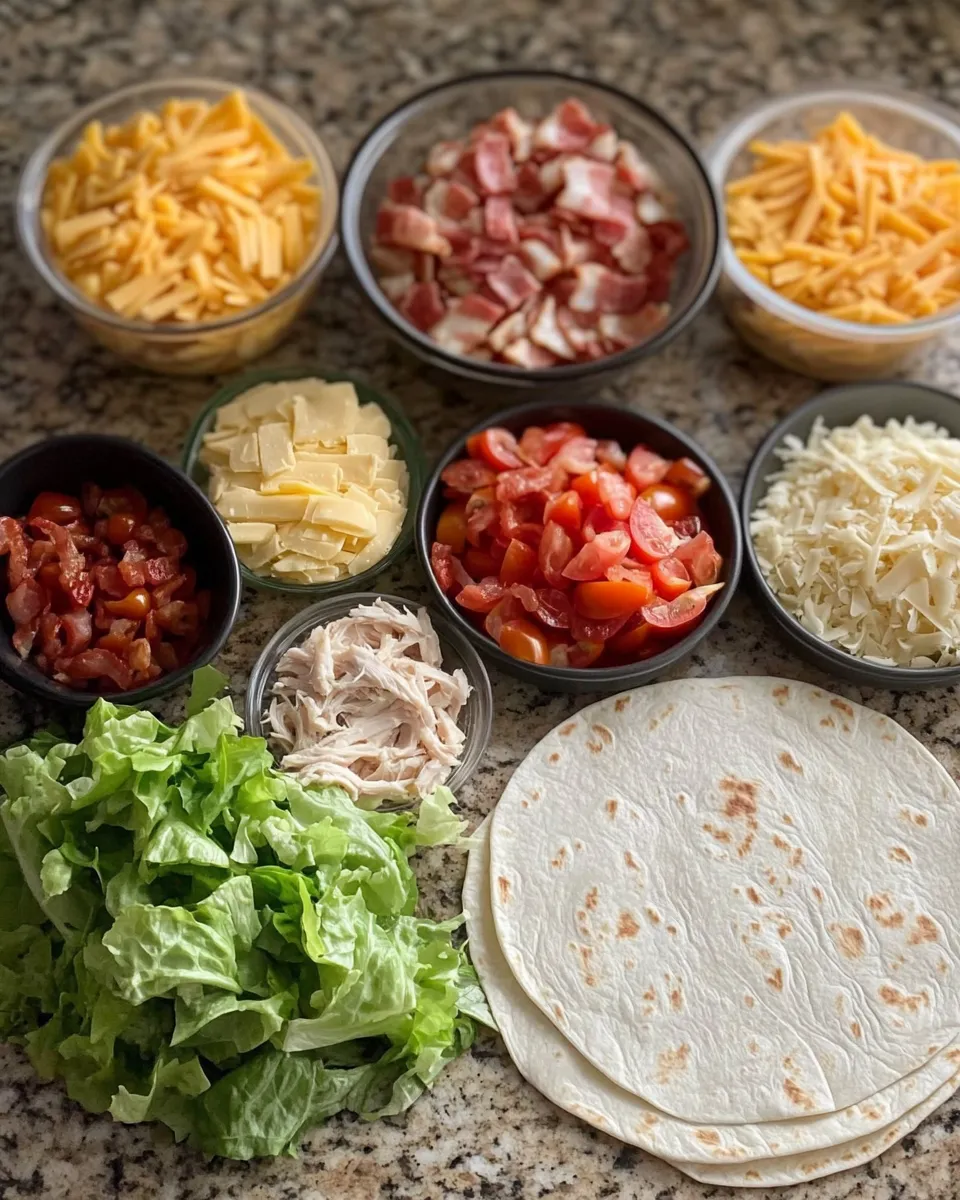 Ingredients for Wrap It Up: The Ultimate Crunchy Bacon Chicken Ranch Delight