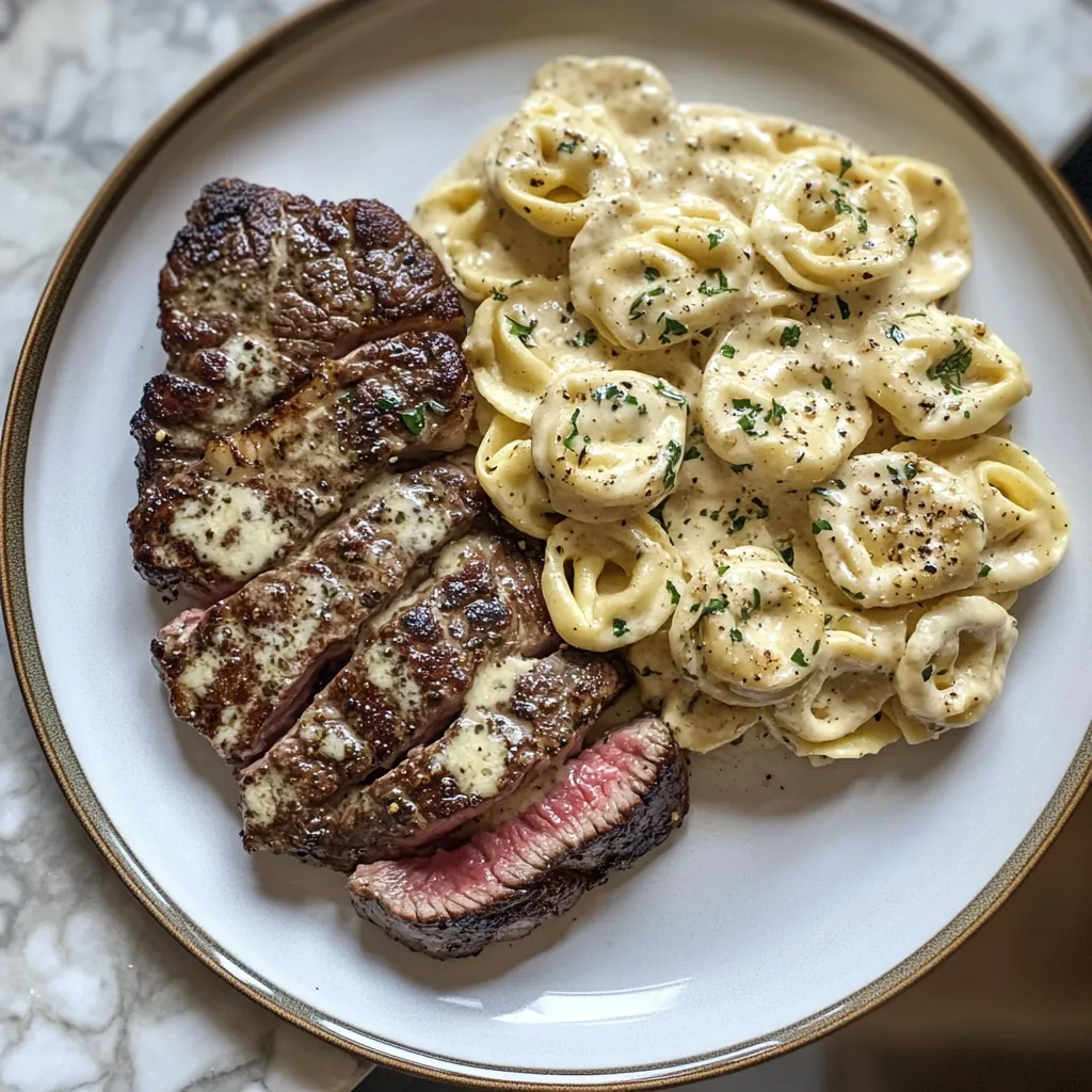 Photo of featured for Savor the Flavor: Garlic Butter Steak Paired with Creamy Alfredo Tortellini