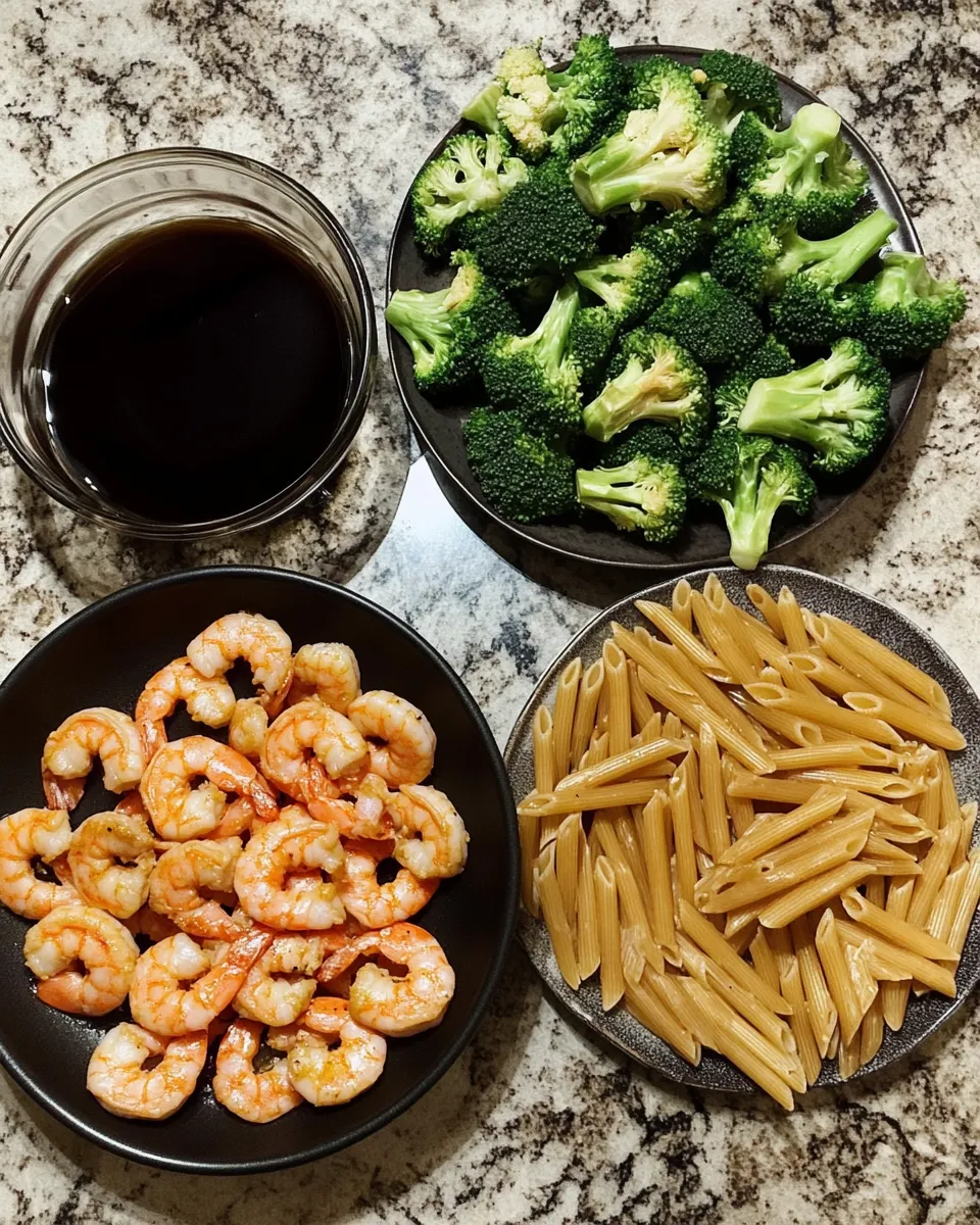 Ingredients for Sweet and Savory Delight: Honey Soy Shrimp with Roasted Broccoli Penne
