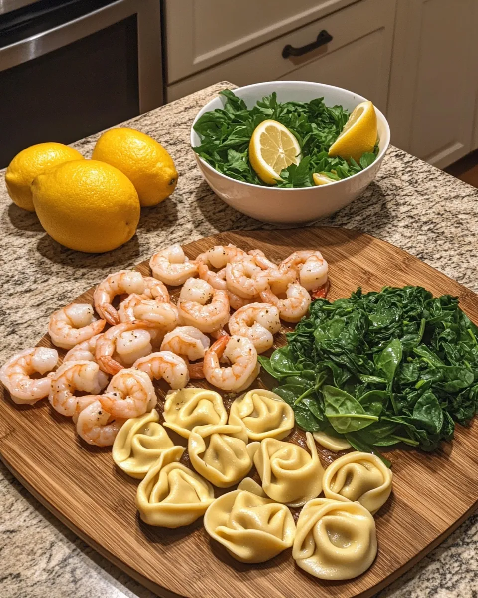 Ingredients for Savor the Zest: Lemon Garlic Butter Shrimp and Spinach Tortellini Delight