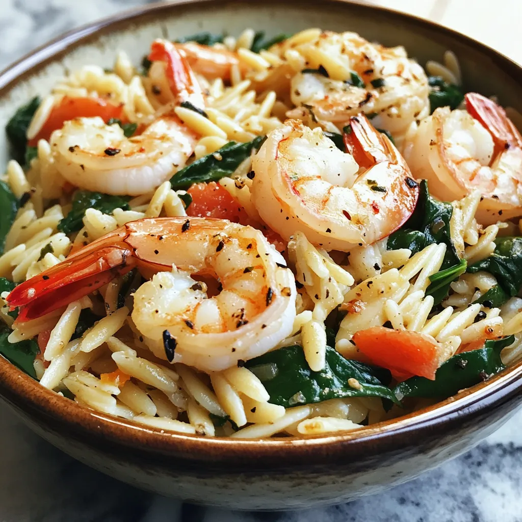Photo of featured for Zesty Lemon Garlic Shrimp Orzo with Spinach: A Flavorful One-Pan Delight