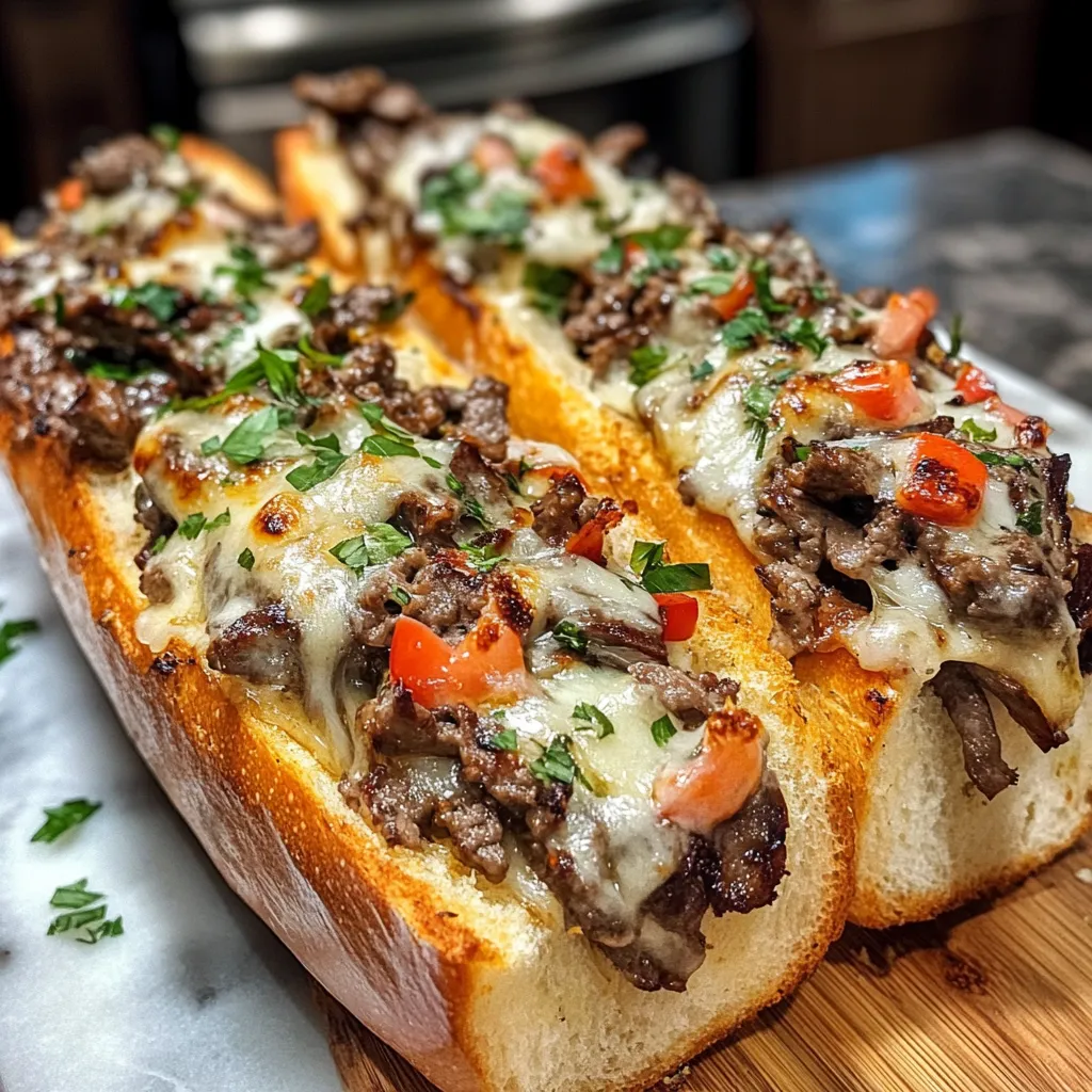 Photo of featured for Irresistibly Delicious Loaded Cheesesteak Garlic Bread: A Flavor Explosion You Can't Miss