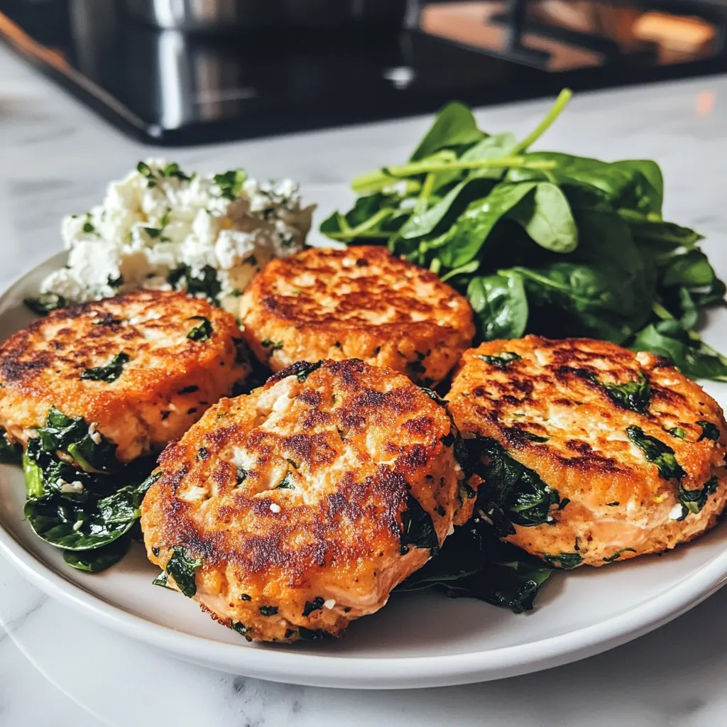 Photo of featured for Savory Mediterranean Salmon Cakes with Spinach and Feta Delight