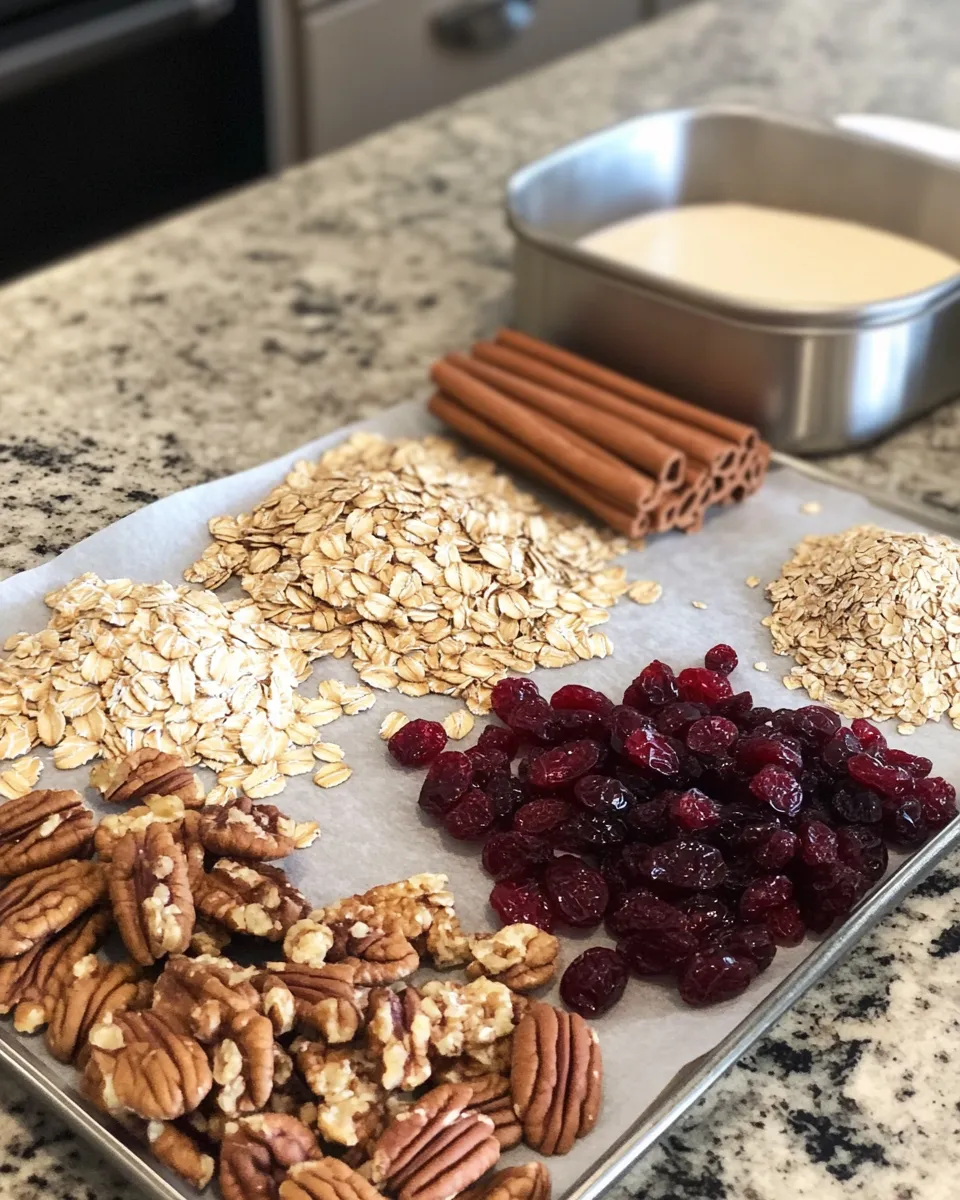 Ingredients for Delightful No-Bake Cranberry Pecan Praline Cookies for Easy Indulgence
