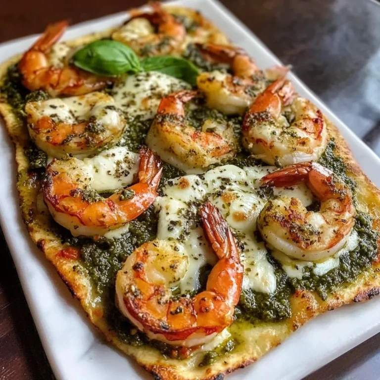 Photo of featured for Savor the Flavor: Pesto Shrimp Flatbread with Mozzarella Delight