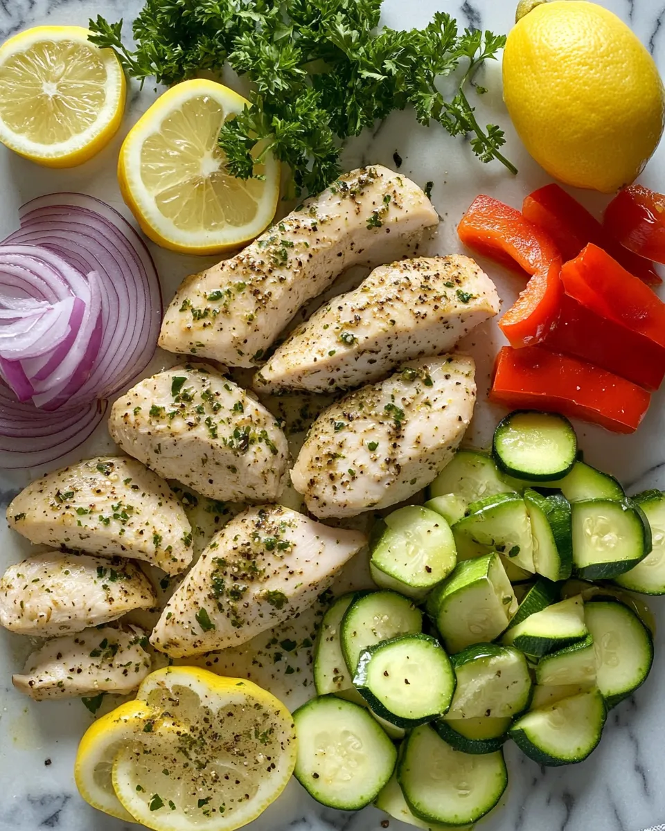Ingredients for One-Pan Mediterranean Magic: Easy Chicken and Zucchini Delight