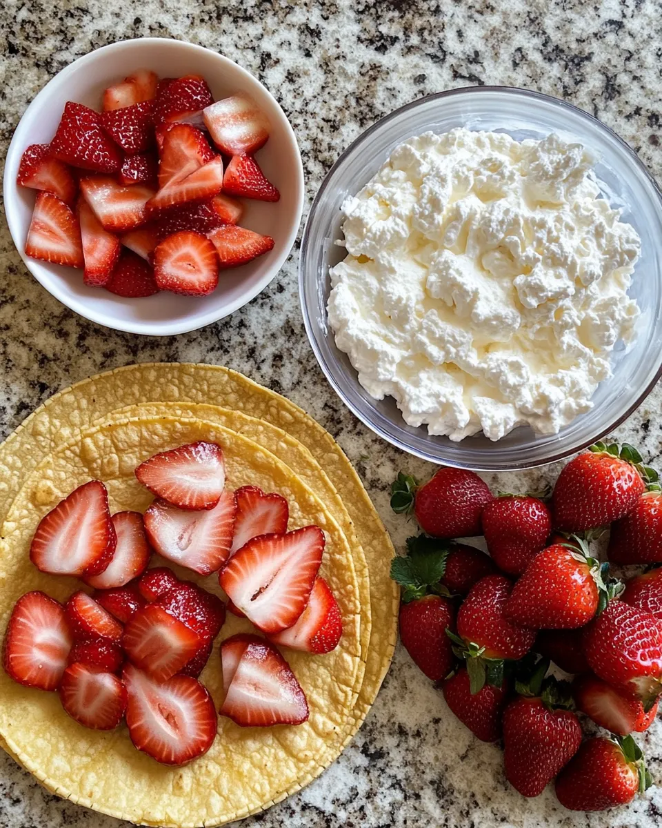 Ingredients for Sweet Meets Savory: Indulge in Strawberry Crunch Cheesecake Tacos