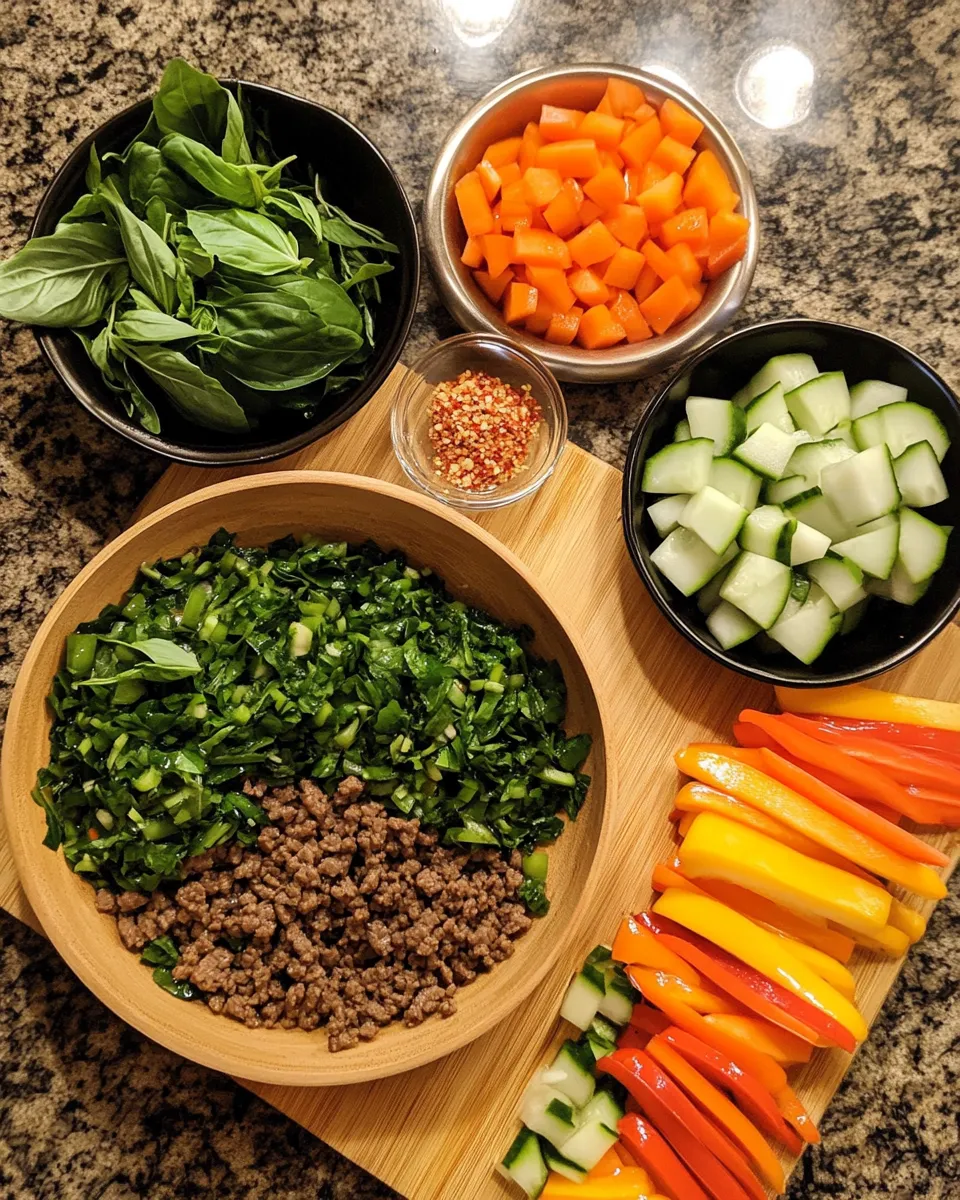 Ingredients for Savory Thai Basil Beef Rolls: A Delightful Twist on a Classic Dish