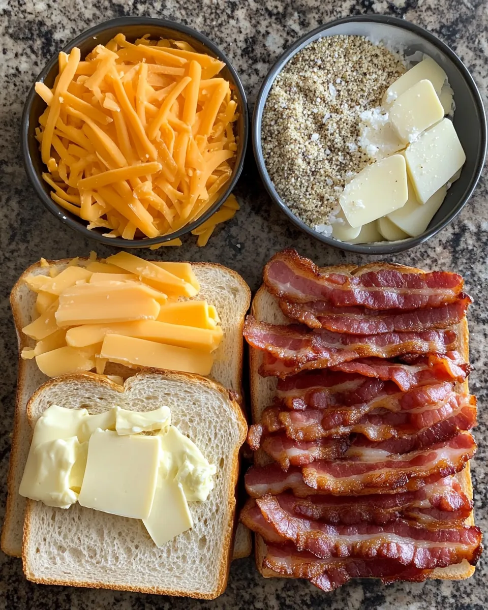 Ingredients for Indulge in the Ultimate Comfort: The Irresistible Triple Cheese Bacon Melt