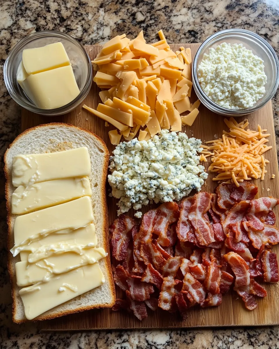 Ingredients for Indulge in Flavor: The Ultimate Triple Cheese Bacon Melt Experience