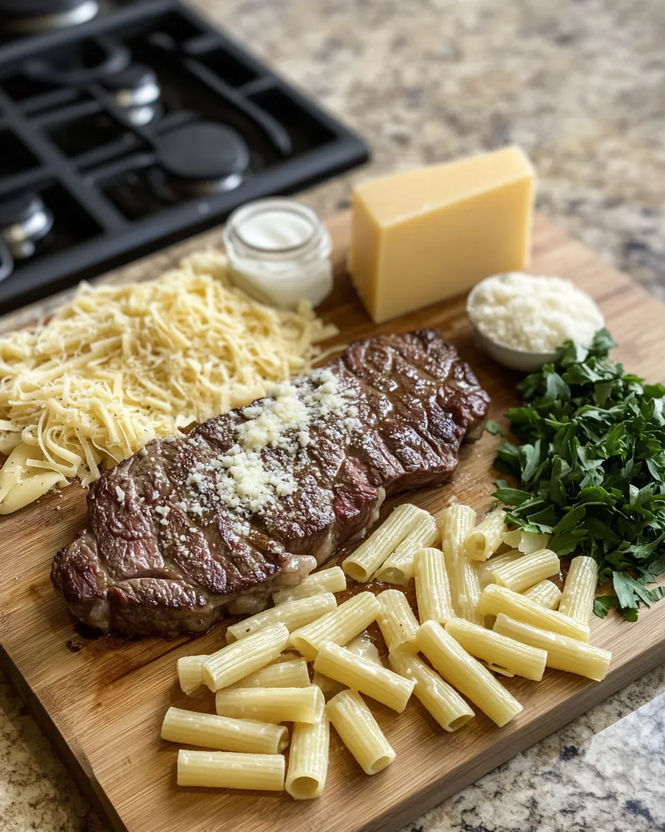 Ingredients for Savor the Flavor: Cajun Steak Meets Cheesy Rigatoni Parmesan Sauce