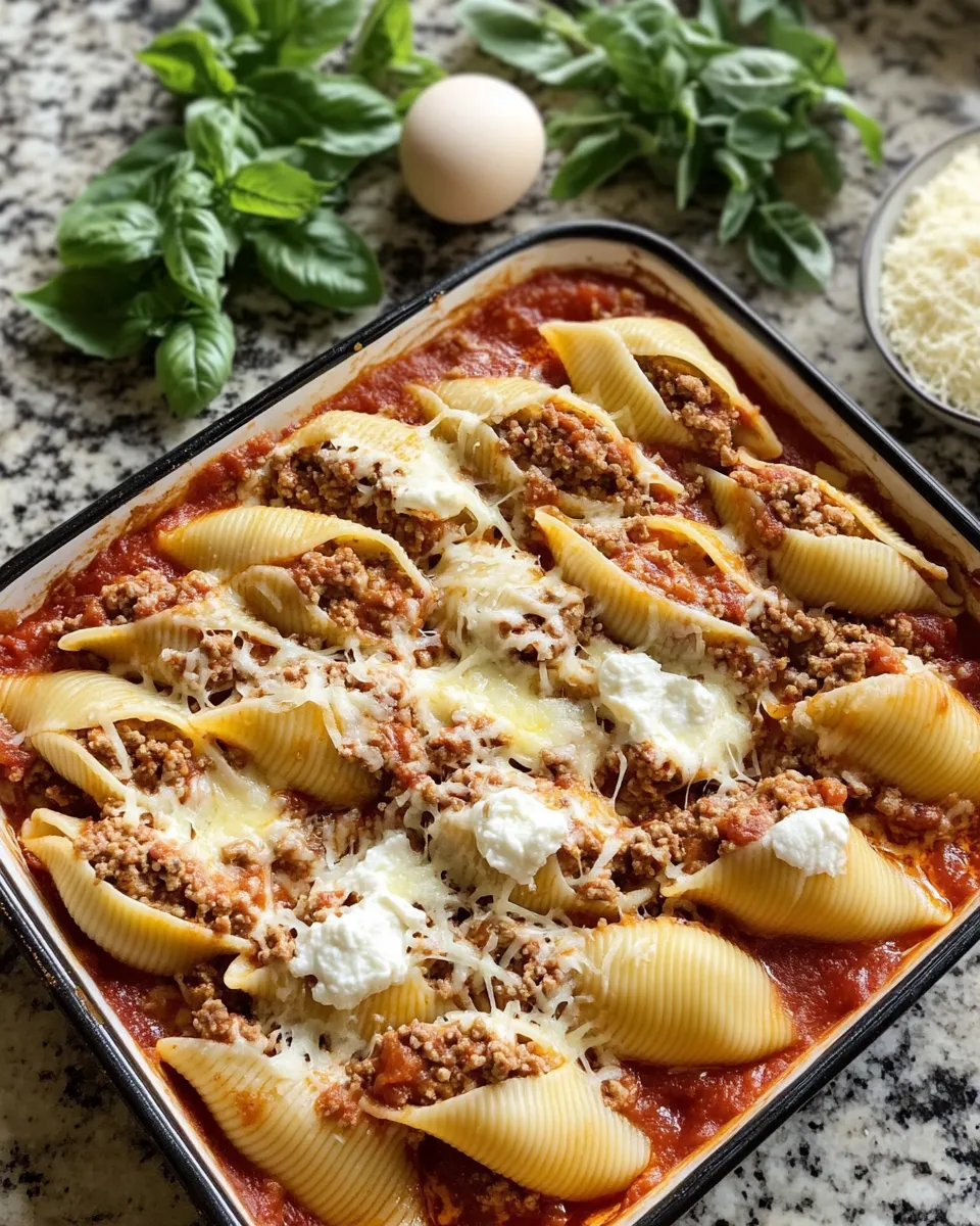Ingredients for Indulge in Cheesy Beef-Stuffed Shells with Ricotta Bliss