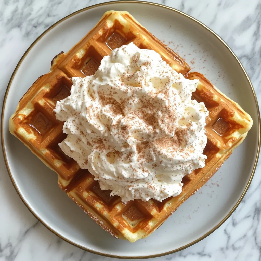 Photo of featured for Cinnamon Dreams: Irresistible Waffles Topped with Fluffy Cinnamon Whipped Cream