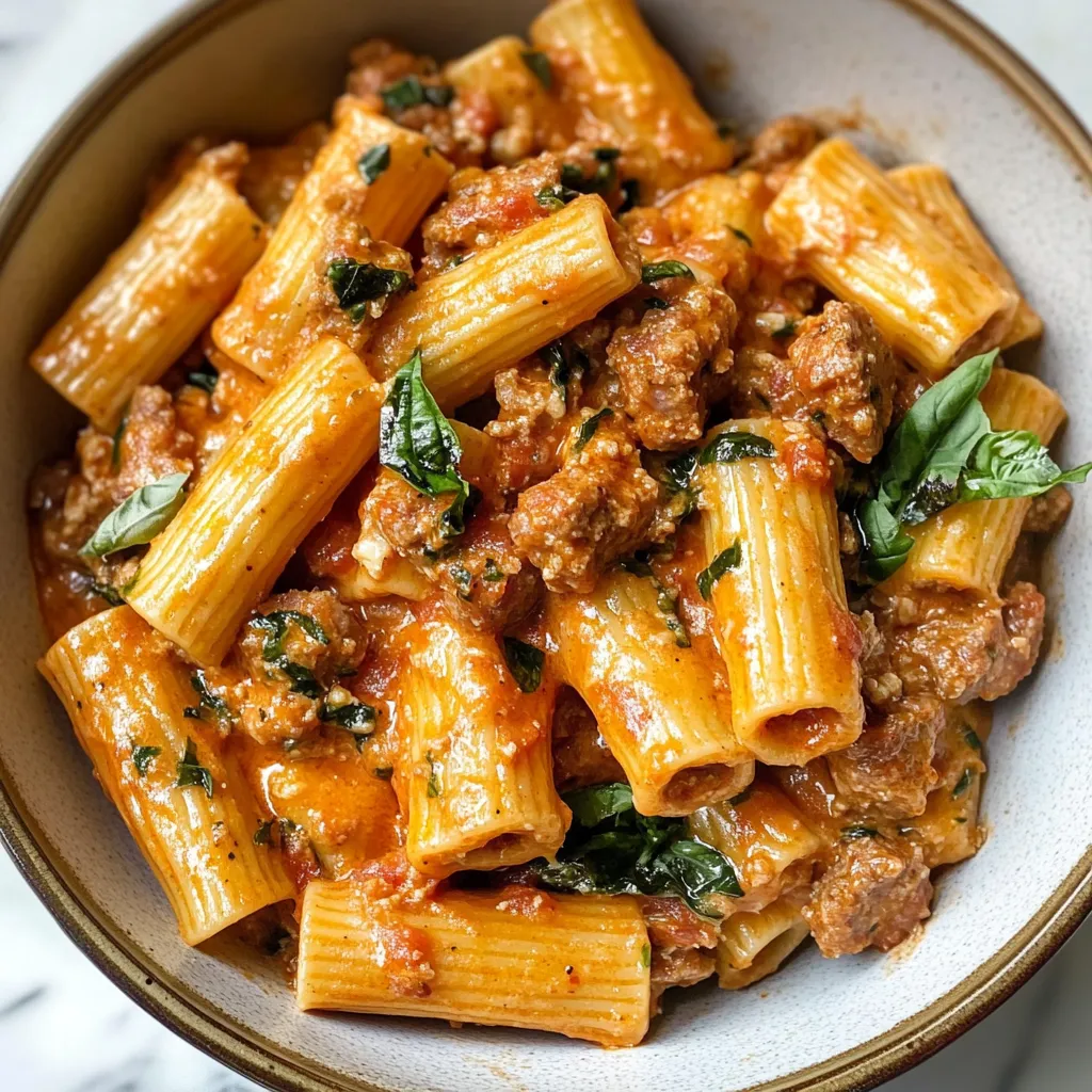 Photo of featured for Decadent Creamy Italian Sausage Rigatoni That Will Steal Your Heart