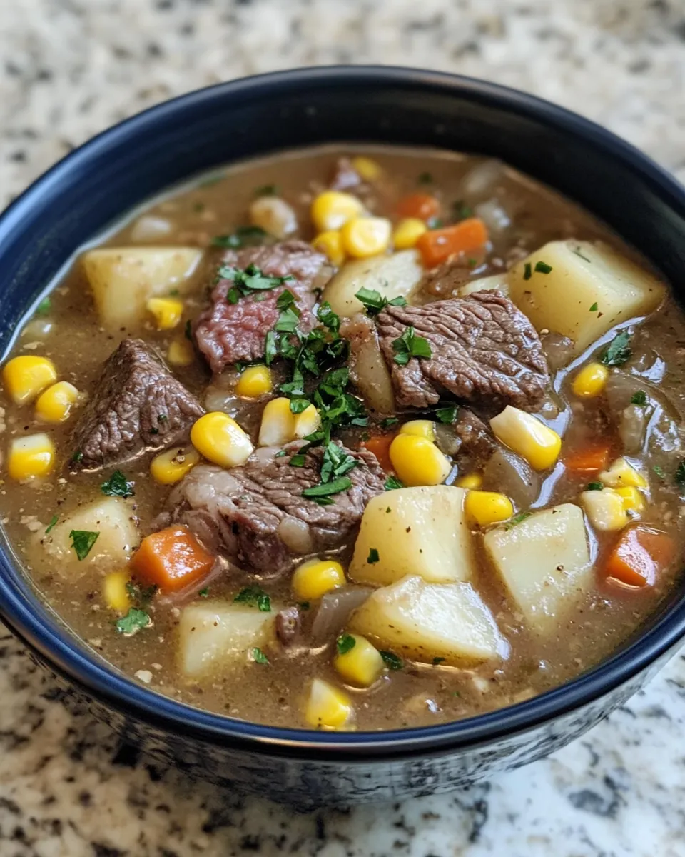 Ingredients for Hearty Crockpot Steak Corn Chowder: A Comforting Bowl of Flavor