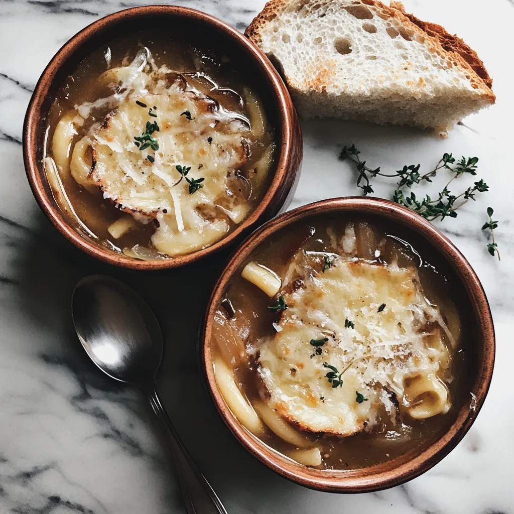 Photo of featured for Savor the Comfort: Indulge in French Onion Pasta Bowl Soup