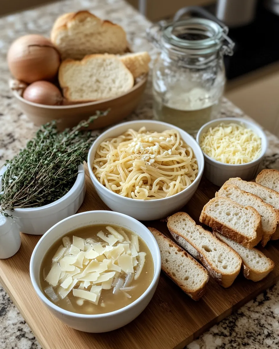Ingredients for Savor the Comfort: Indulge in French Onion Pasta Bowl Soup