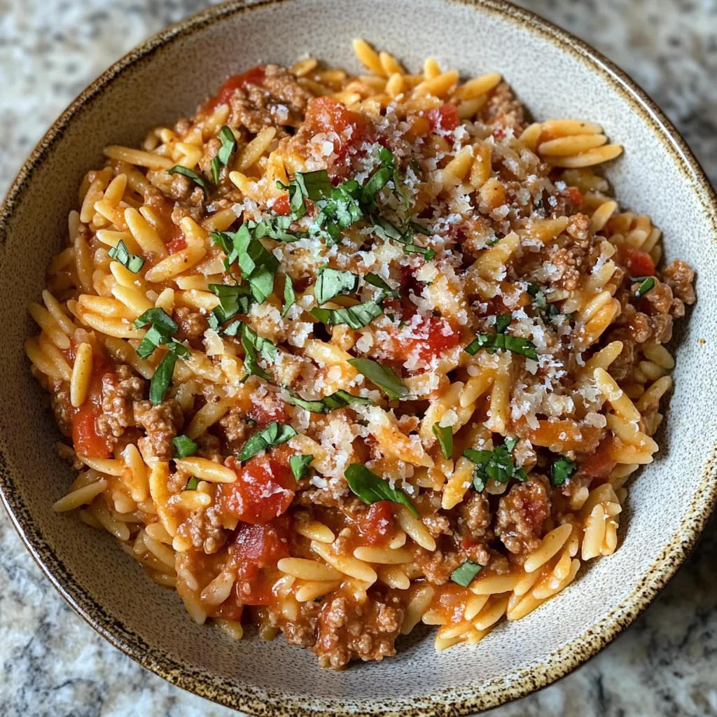 Photo of featured for Savor the Flavor: Ground Beef Orzo with Tomato Cream Sauce Delight