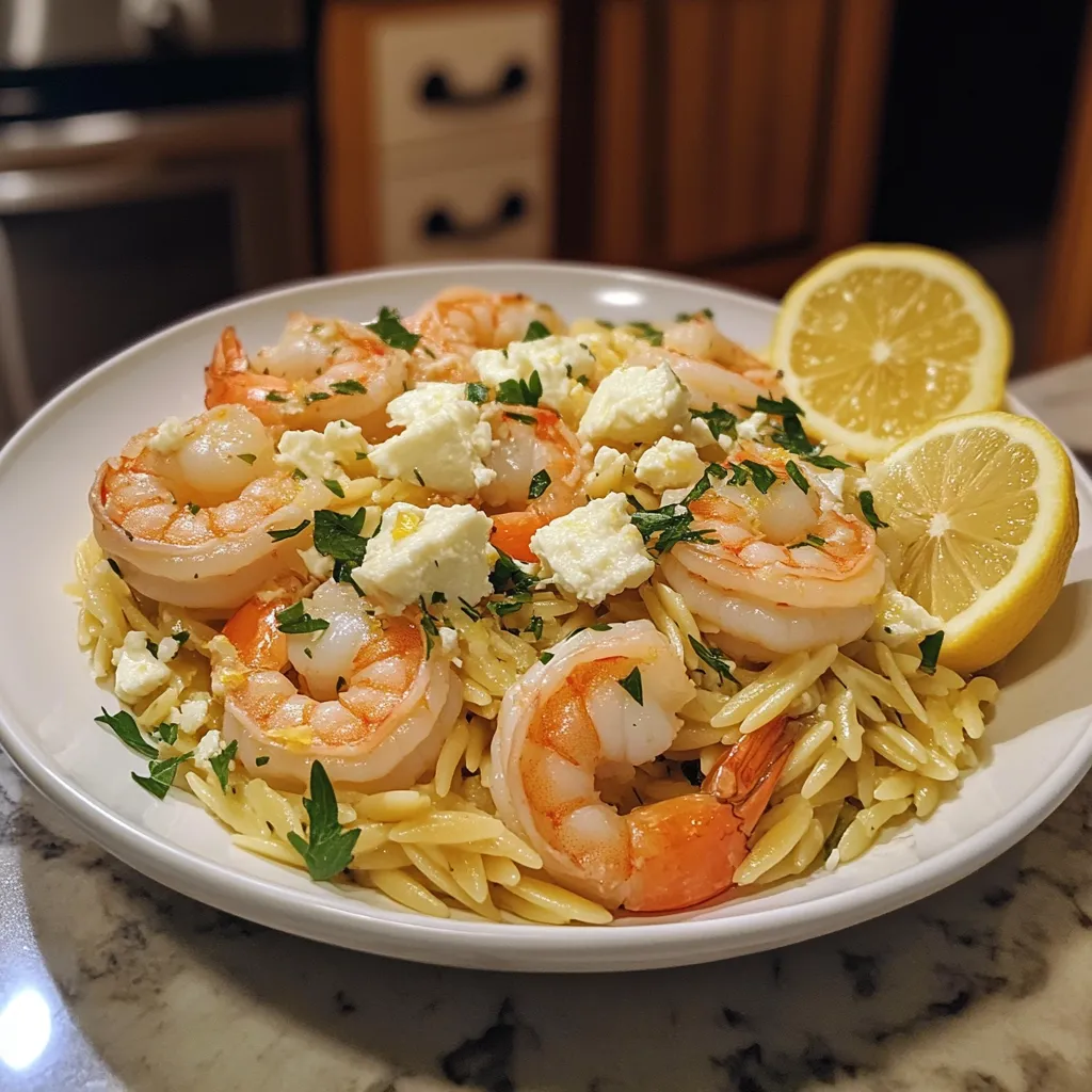 Photo of featured for Zesty Lemon Feta Orzo Shrimp: A Delightful Seafood Escape