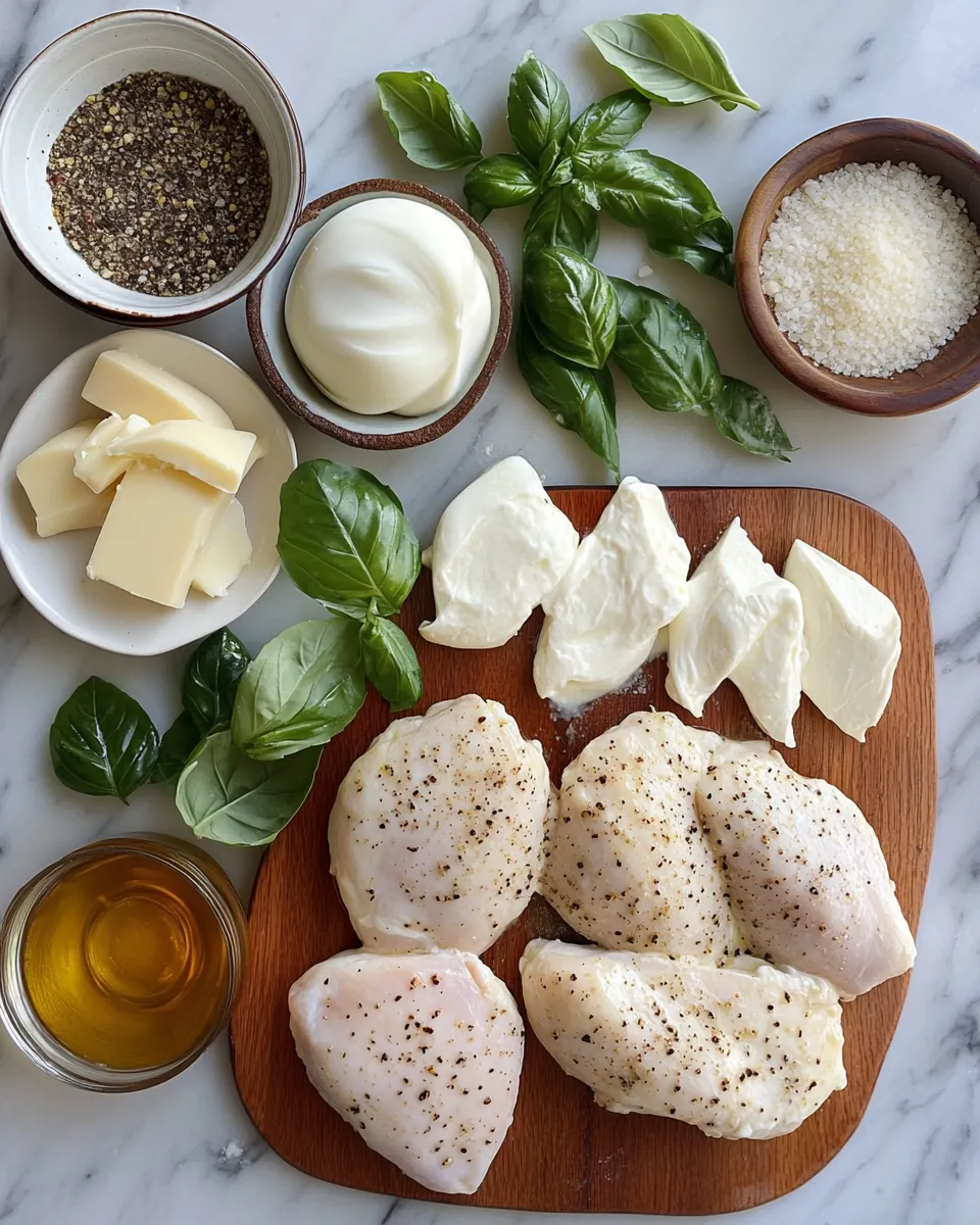 Ingredients for Irresistible Mozzarella Chicken in Basil Cream Sauce: A Creamy Delight