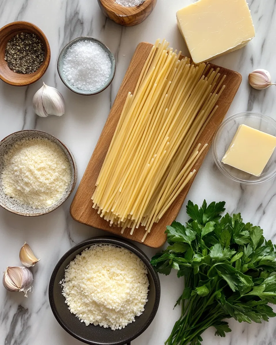 Ingredients for One-Pan Butter Parmesan Pasta: The Creamy, Quick Dinner You’ll Love