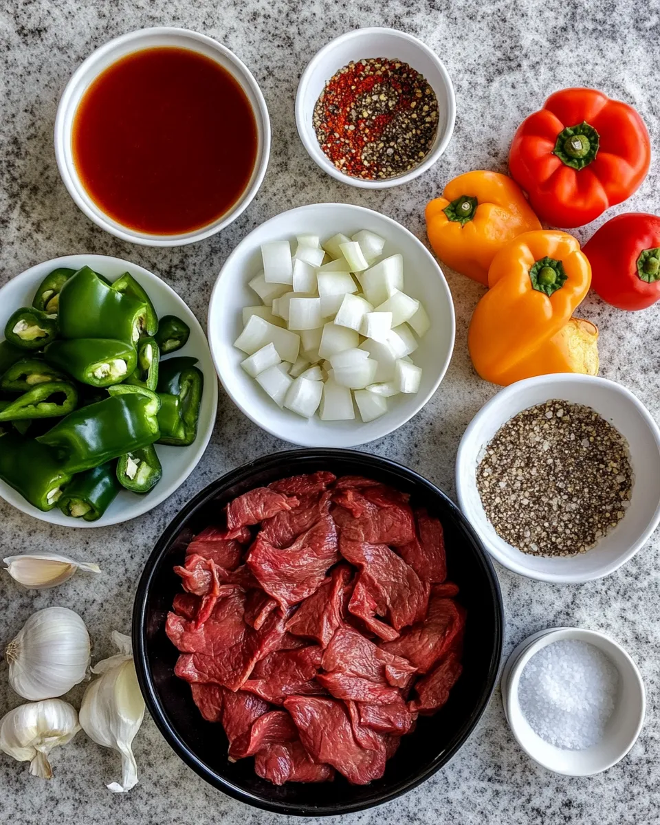 Ingredients for Savory Pepper Steak in a Crock Pot: Effortless Flavor in Every Bite