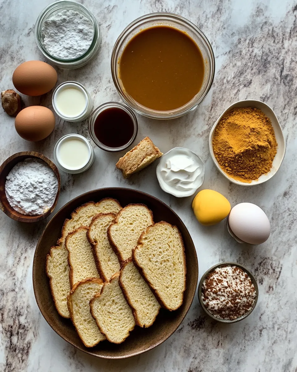 Ingredients for Fall in Love with Pumpkin French Toast Breakfast Delights