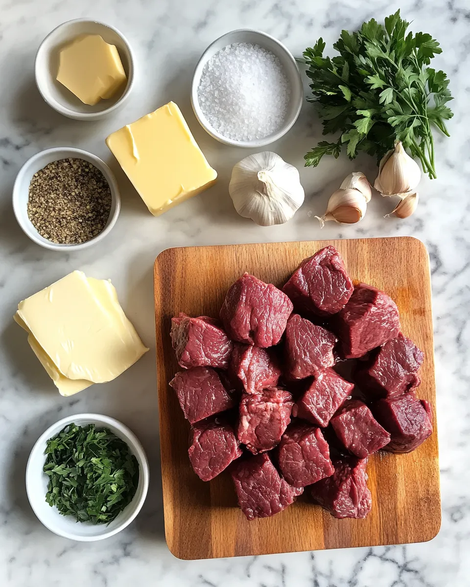 Ingredients for Melt-in-Your-Mouth Slow Cooker Garlic Butter Beef Bites That Will Wow Your Taste Buds