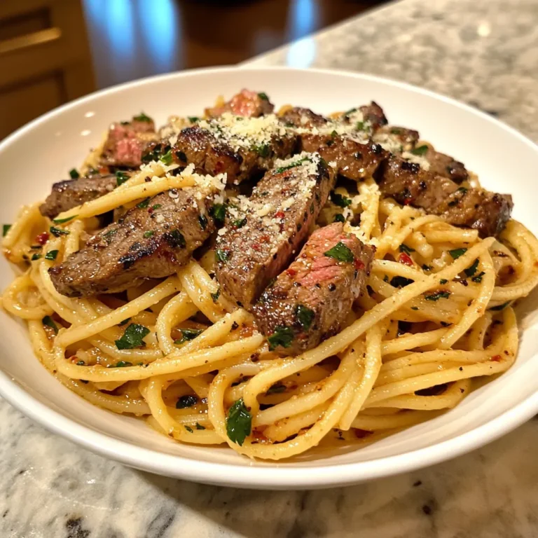 Photo of featured for Savor the Heat: Spicy Garlic Butter Parmesan Steak Pasta Delight