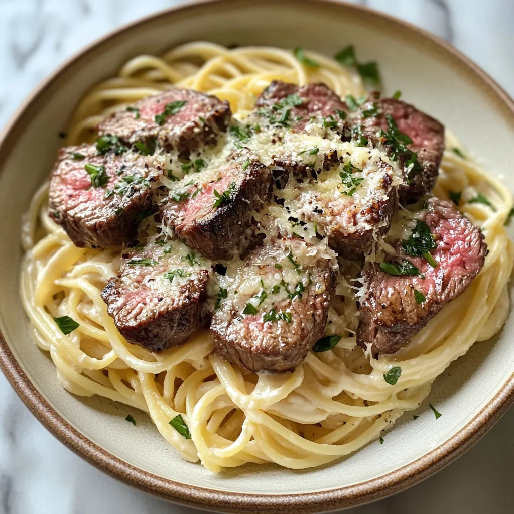 Photo of featured for Savor the Flavor: Irresistible Steak Bites Paired with Creamy Parmesan Pasta