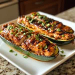 Photo of featured for Savor the Flavor: Irresistible Sticky BBQ Chicken Zucchini Boats