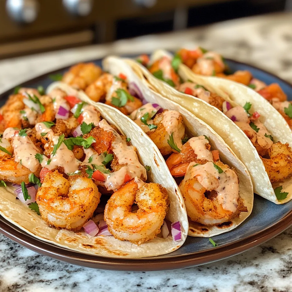 Photo of featured for Crispy Air-Fried Shrimp Tacos with a Secret Sauce That Will Blow Your Mind