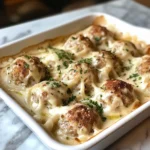 Photo of featured for Savory Indulgence: Baked Beef Ricotta Meatballs Smothered in Creamy Alfredo Sauce