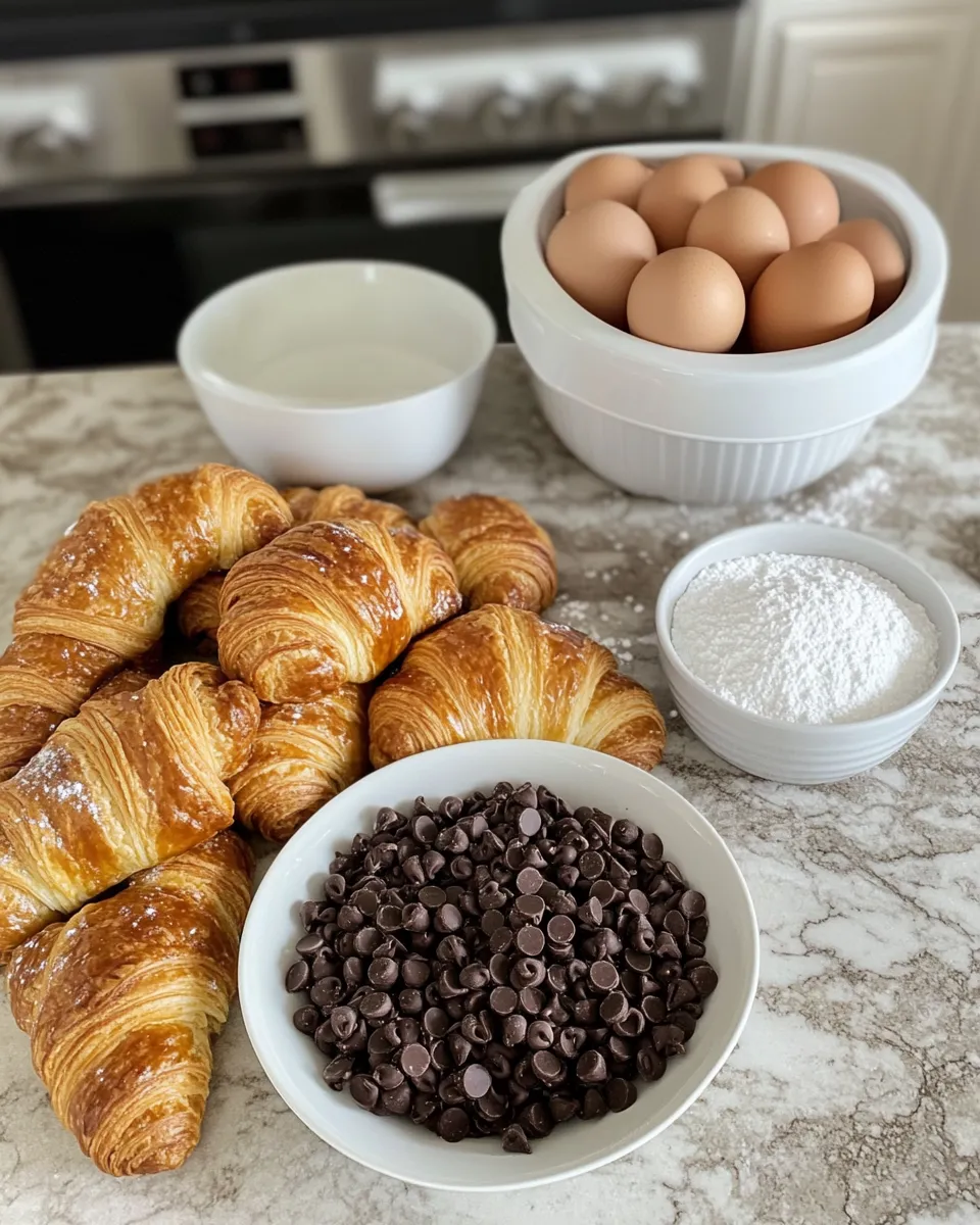 Ingredients for Decadent Chocolate Croissant Breakfast Bake to Start Your Day Right