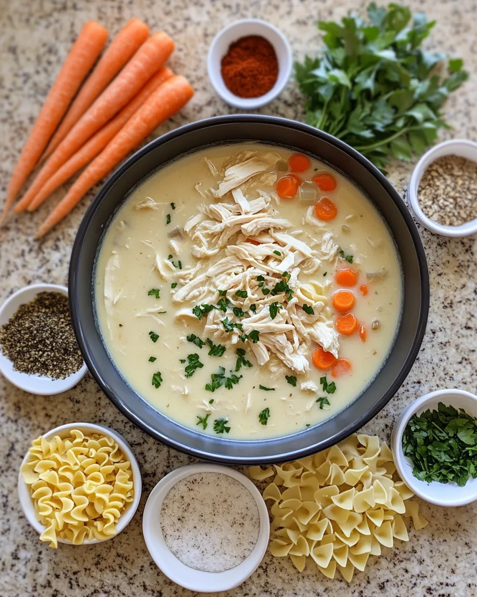 Ingredients for Heavenly Creamy Chicken Noodle Soup to Warm Your Soul