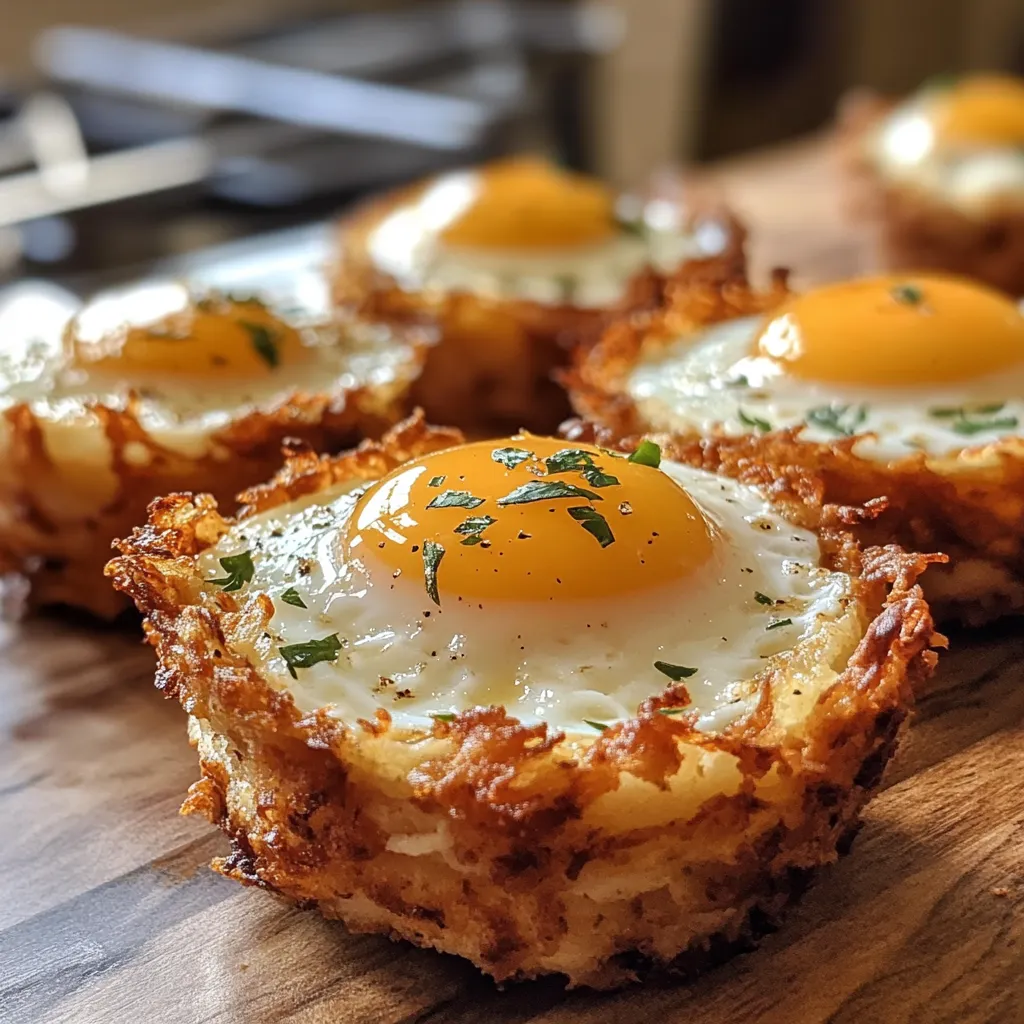 Photo of featured for Deliciously Savory: Eggs Nestled in Crispy Hash Brown Baskets