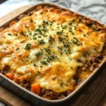 Photo of featured for Irresistibly Comforting Homemade Cheesy Beef & Vegetable Casserole Delight