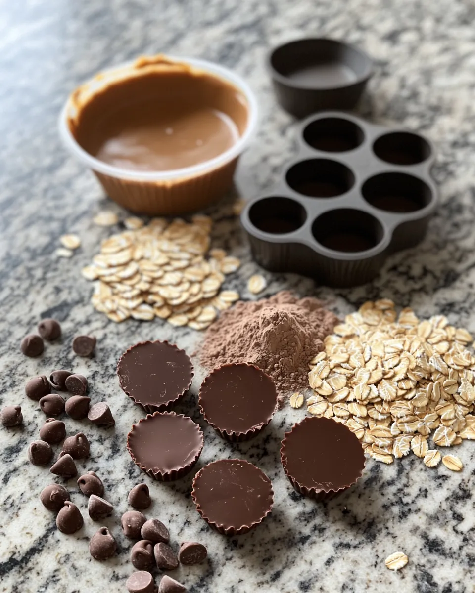 Ingredients for Deliciously Easy No-Bake Peanut Butter Oat Cups for a Guilt-Free Treat
