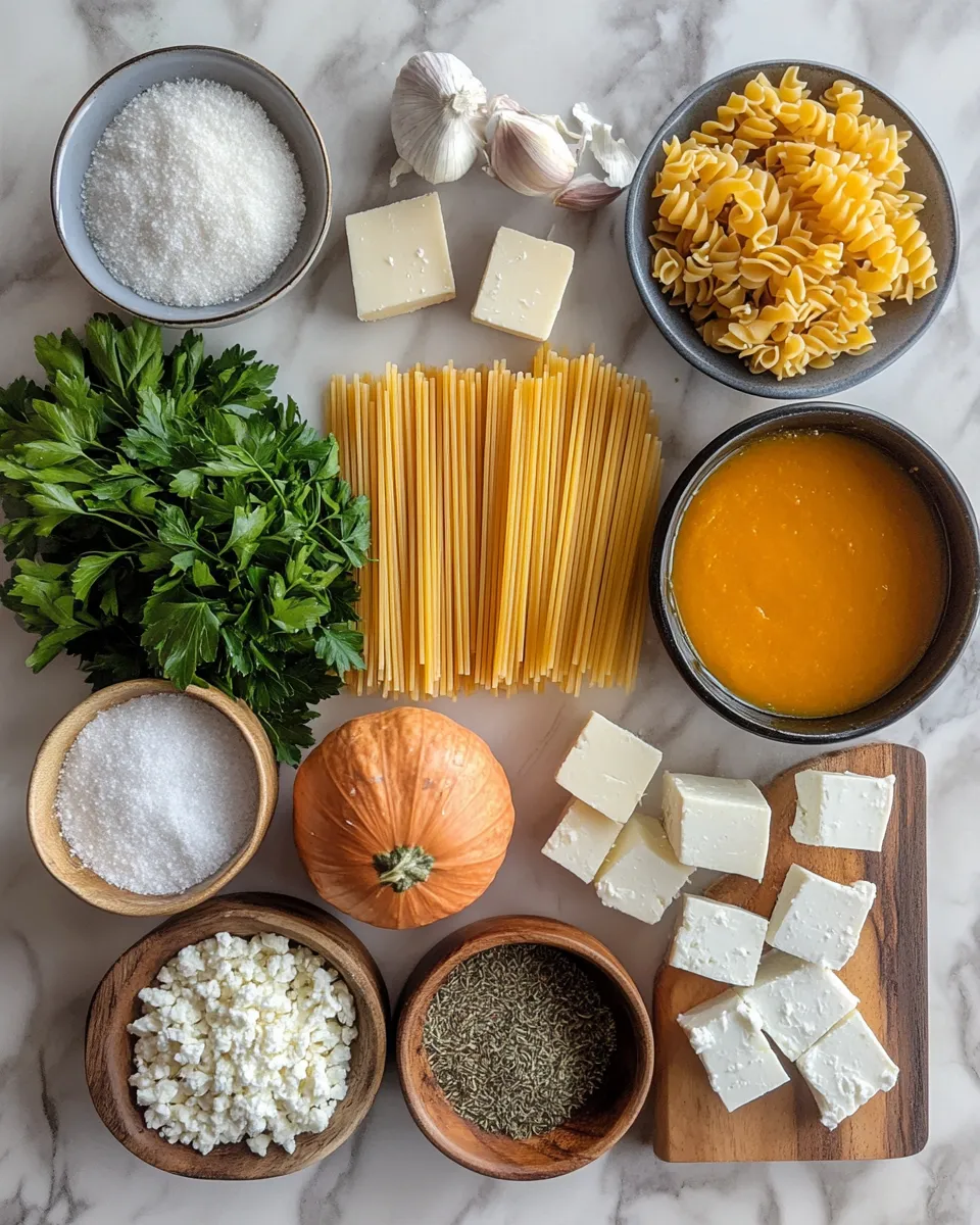 Ingredients for Fall Flavors Unite: Irresistible Pumpkin Pasta with Feta