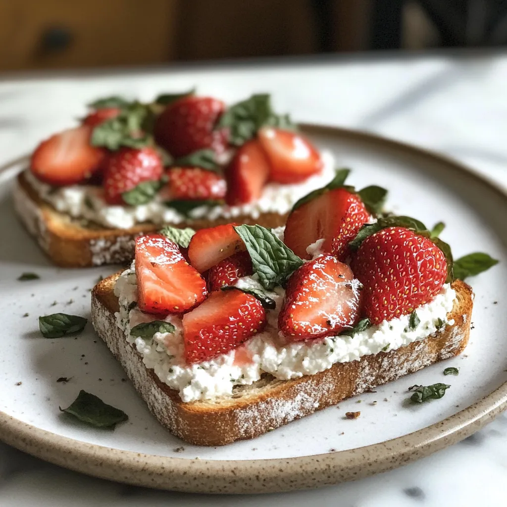 Photo of featured for Indulgent Roasted Strawberry Whipped Ricotta Toasts