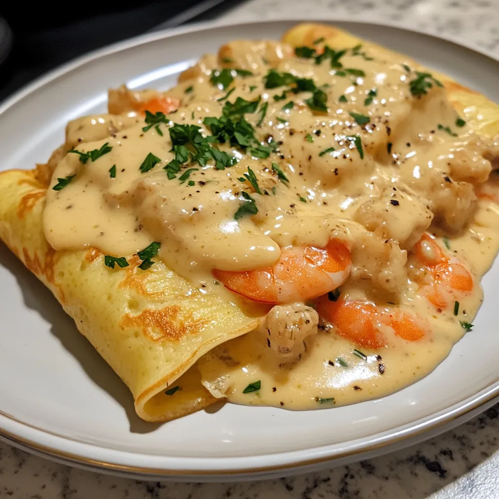 Photo of featured for Indulge in Decadence: Seafood Crepes with Velvety Homemade Béchamel Sauce