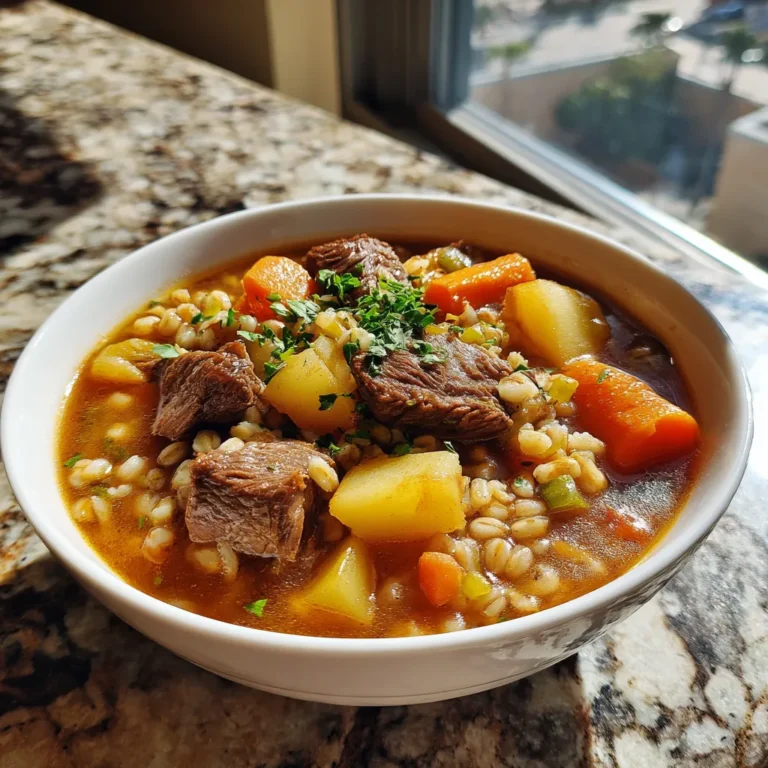 Photo of featured for Hearty Beef Barley Soup Recipe: A Flavorful Comfort in a Bowl