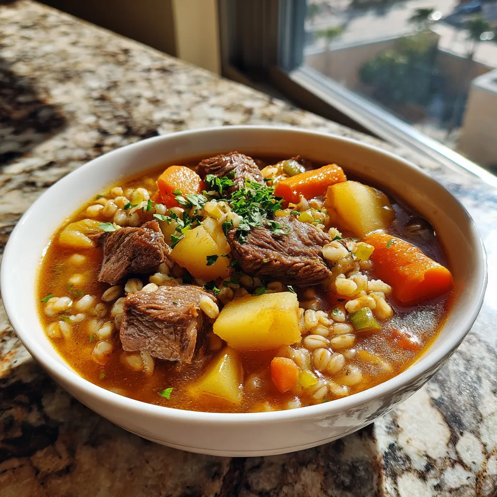 Photo of featured for Hearty Beef Barley Soup Recipe: A Flavorful Comfort in a Bowl
