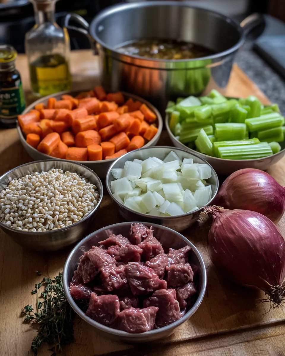 Ingredients for Hearty Beef Barley Soup Recipe: A Flavorful Comfort in a Bowl
