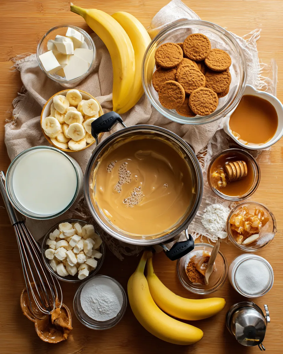 Ingredients for Irresistible Biscoff Banana Pudding with Caramel