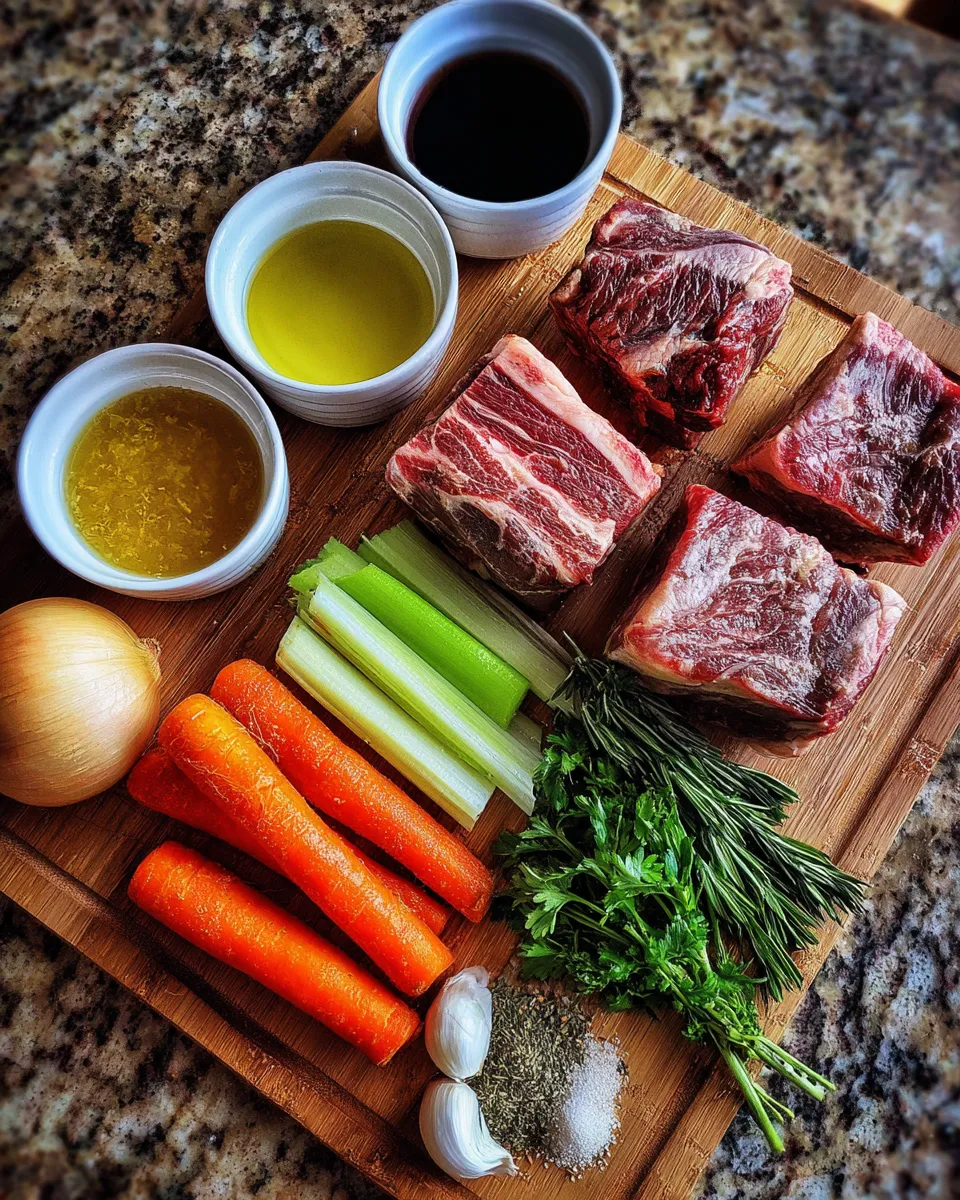 Ingredients for Ultimate Braised Short Ribs with Red Wine: Indulgent and Flavorful